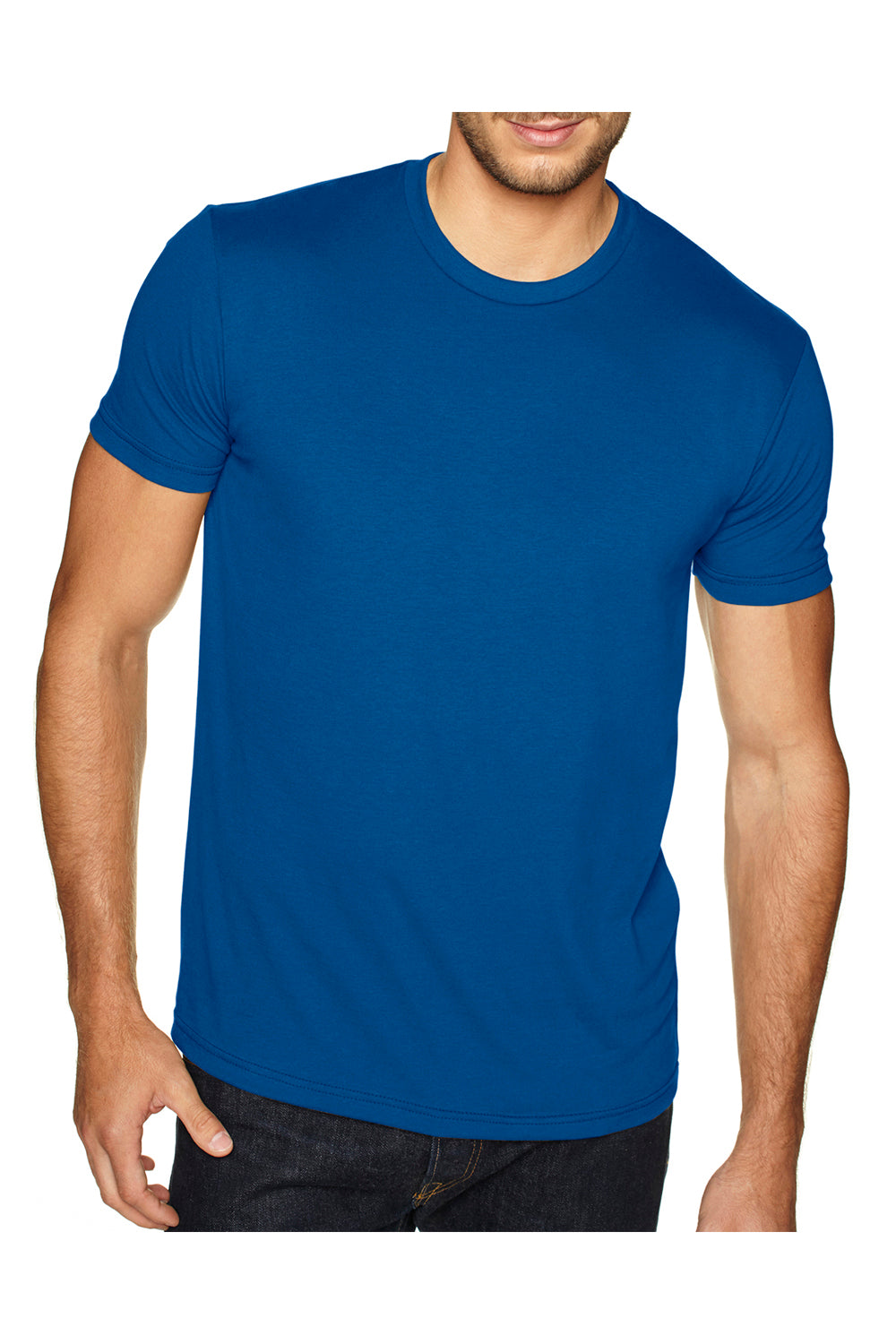 Next Level 6410 Mens Sueded Jersey Short Sleeve Crewneck T-Shirt Cool Blue Front
