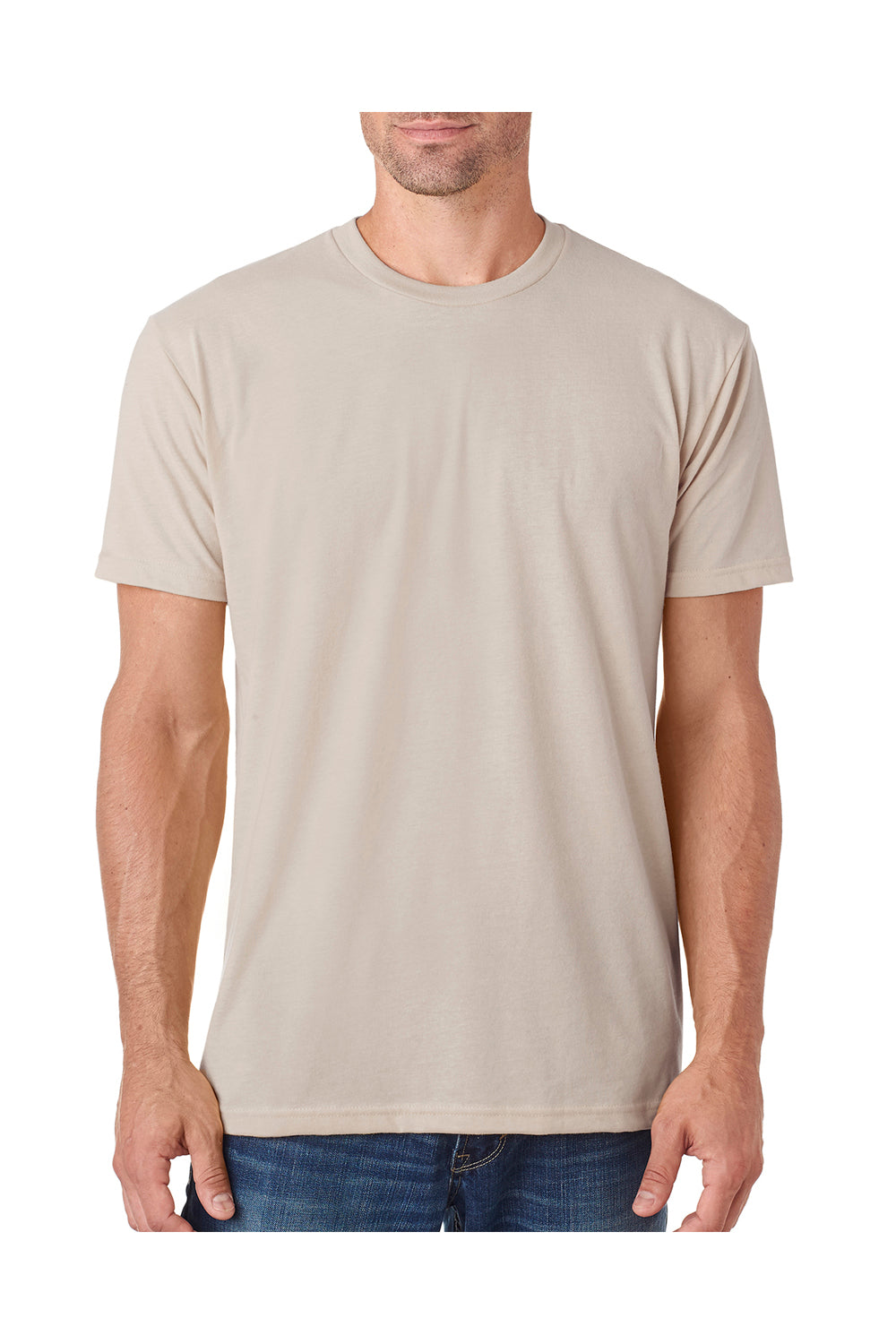 Next Level 6410 Mens Sueded Jersey Short Sleeve Crewneck T-Shirt Sand Brown Front