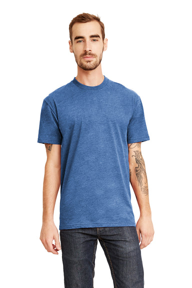 Next Level 6410 Mens Sueded Jersey Short Sleeve Crewneck T-Shirt Heather Cool Blue Front