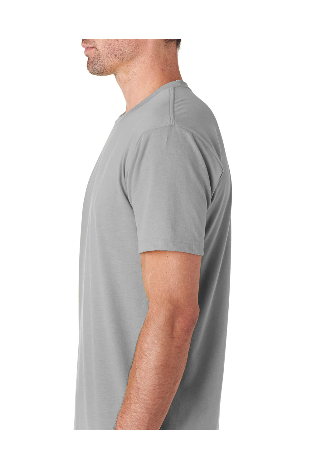 Next Level 6410 Mens Sueded Jersey Short Sleeve Crewneck T-Shirt Light Grey Side