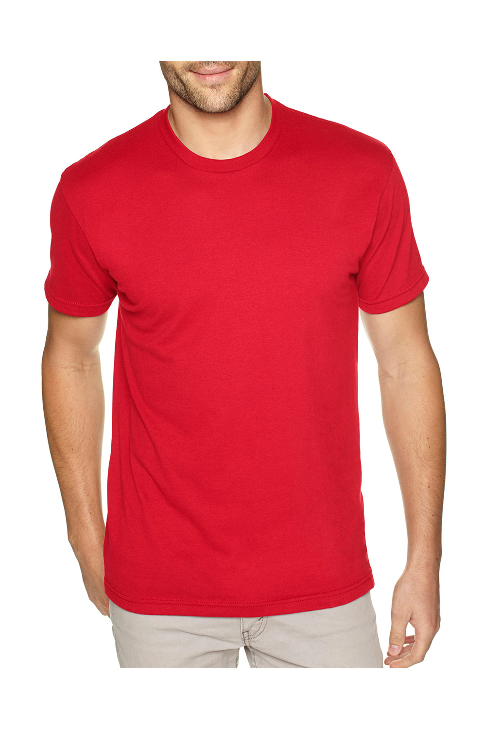 Next Level 6410 Mens Sueded Jersey Short Sleeve Crewneck T-Shirt Red Front