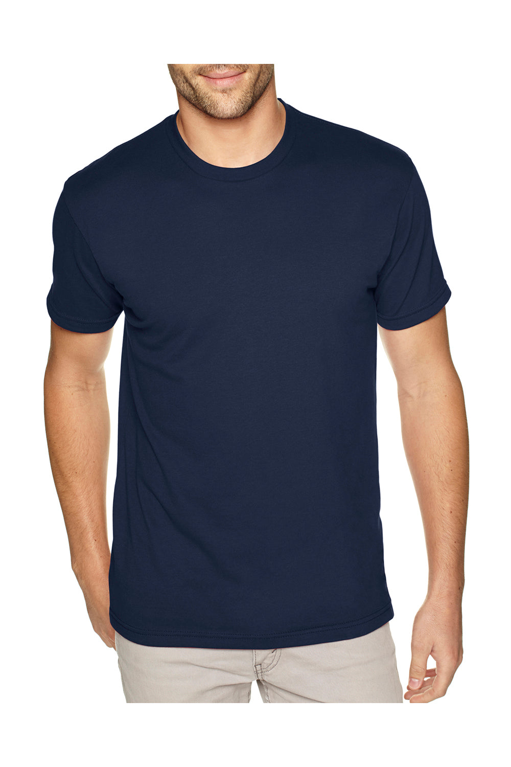 Next Level 6410 Mens Sueded Jersey Short Sleeve Crewneck T-Shirt Navy Blue Front