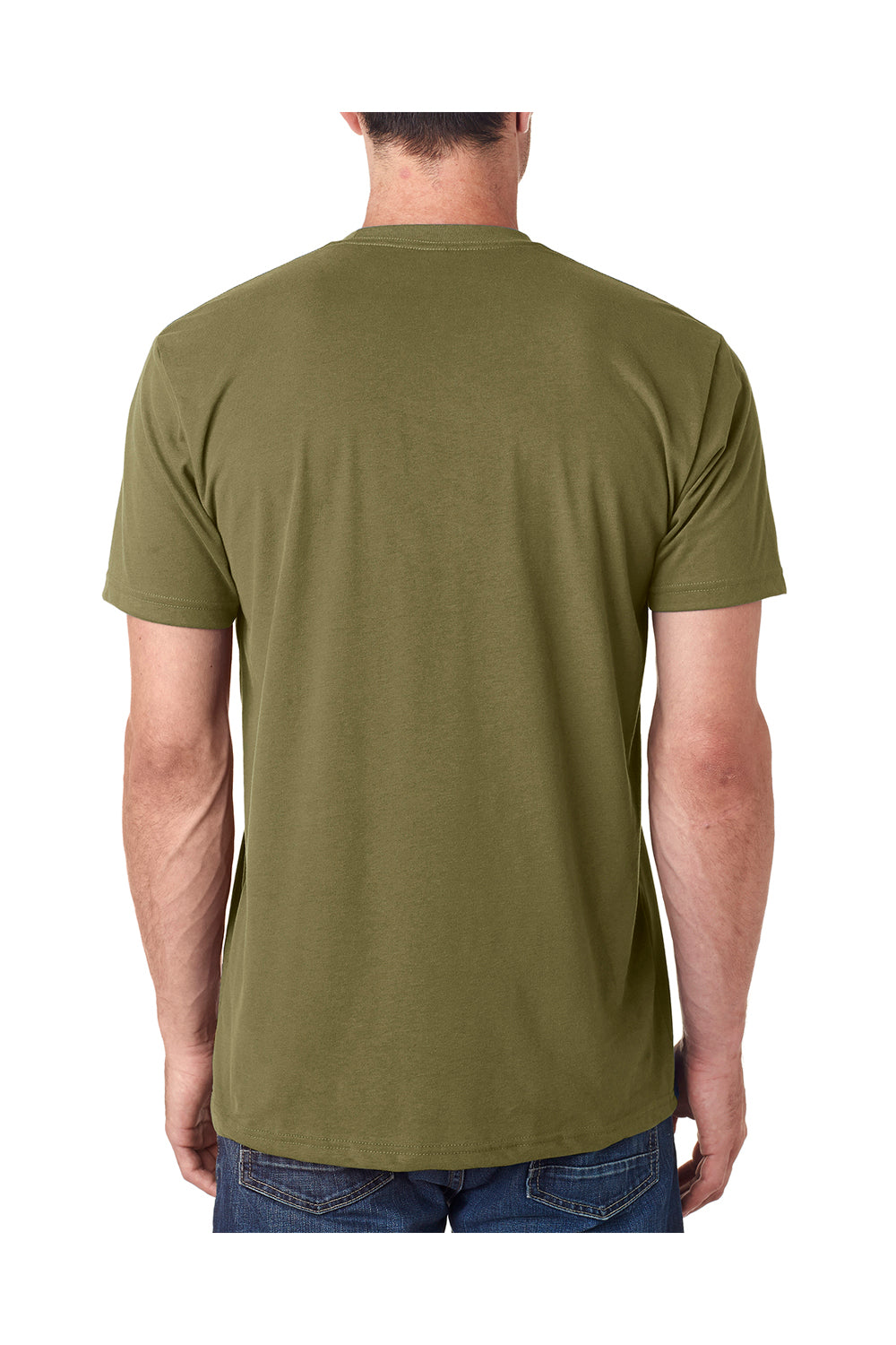 Next Level 6410 Mens Sueded Jersey Short Sleeve Crewneck T-Shirt Military Green Back