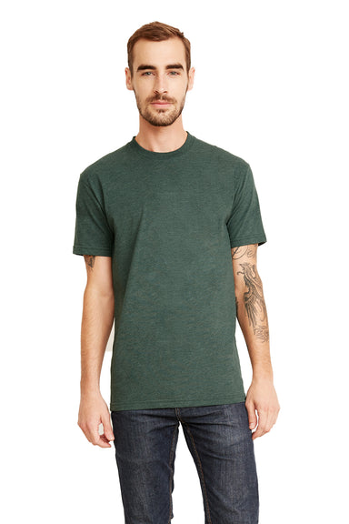 Next Level 6410 Mens Sueded Jersey Short Sleeve Crewneck T-Shirt Heather Forest Green Front