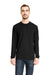Next Level 6411 Mens Sueded Jersey Long Sleeve Crewneck T-Shirt Black Front