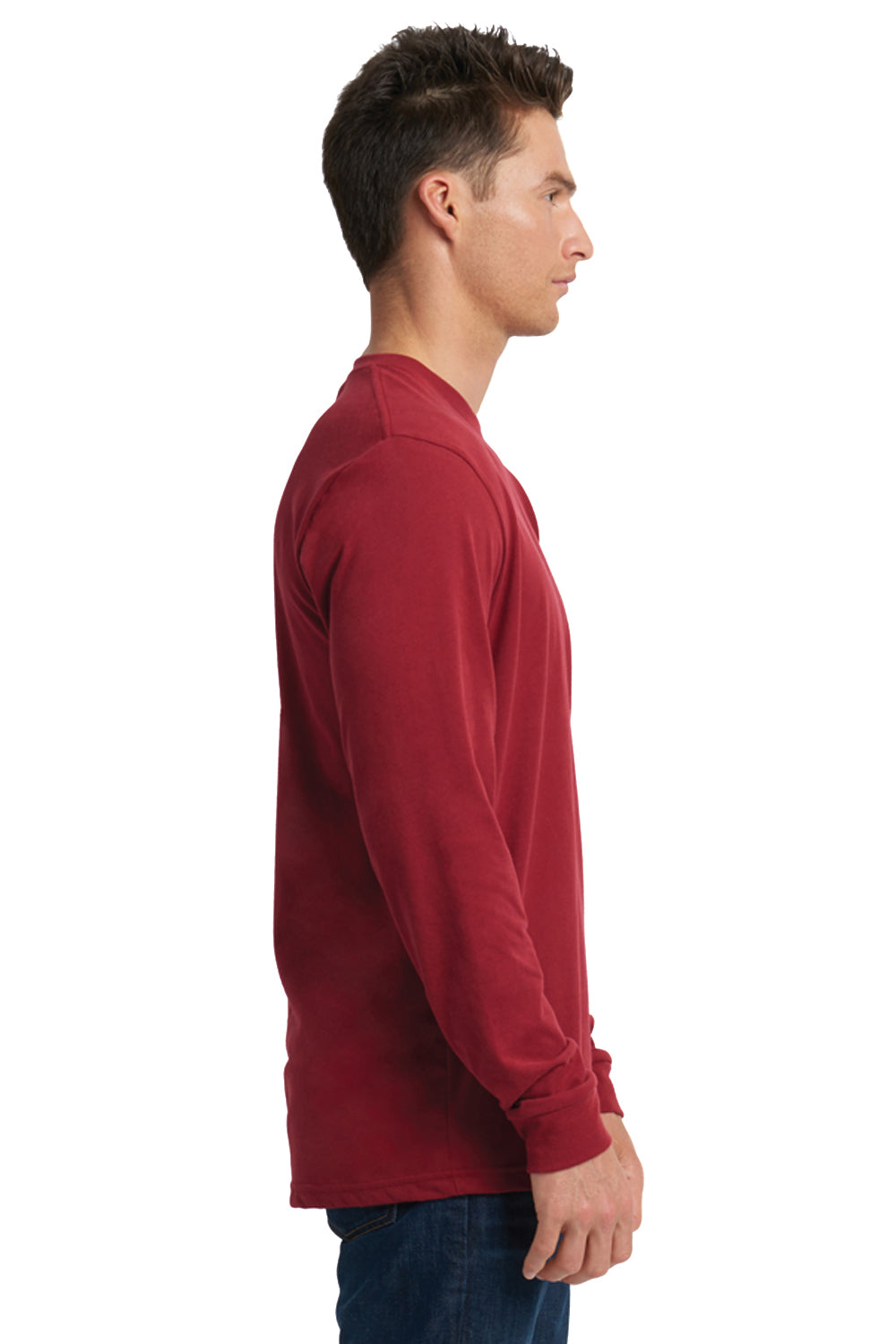 Next Level 6411 Sueded Jersey Long Sleeve Crewneck T-Shirt Cardinal Red Side