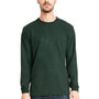 Next Level Mens Sueded Jersey Long Sleeve Crewneck T-Shirt - Heather Forest Green