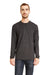 Next Level 6411 Mens Sueded Jersey Long Sleeve Crewneck T-Shirt Heather Metal Grey Front