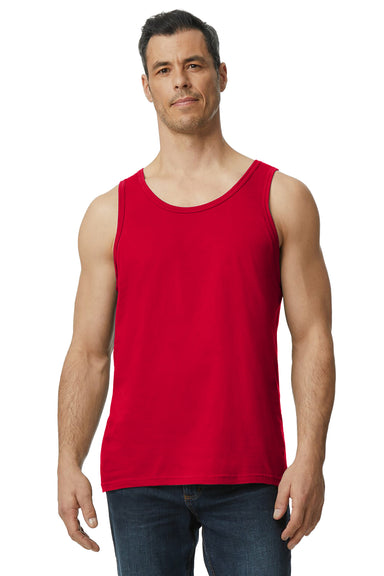Gildan Mens Softstyle Tank Top Red Front