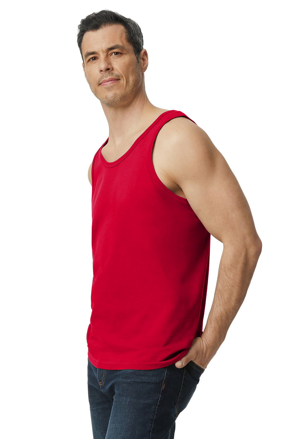 Gildan Mens Softstyle Tank Top Red Side