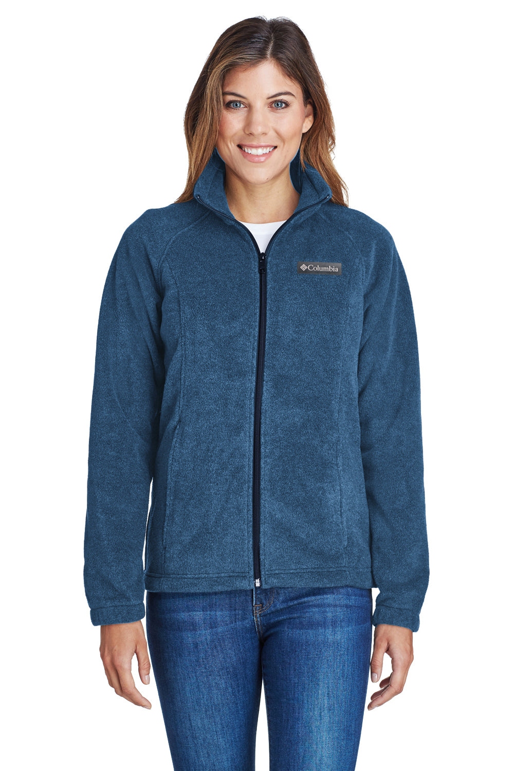 Columbia 6439 Womens Benton Springs Full Zip Fleece Jacket Navy Blue Front