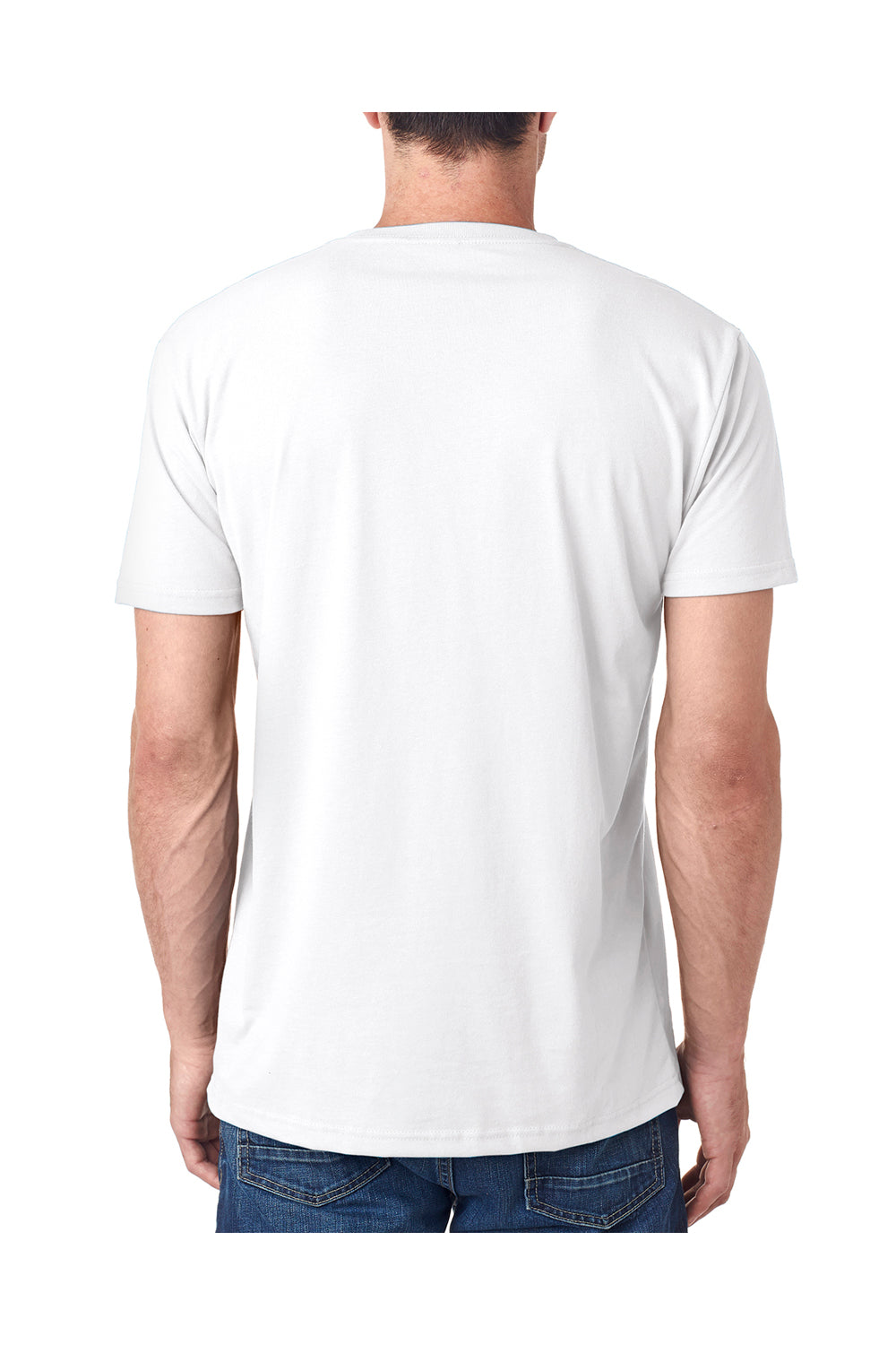 Next Level 6440 Mens Sueded Jersey Short Sleeve V-Neck T-Shirt White Back