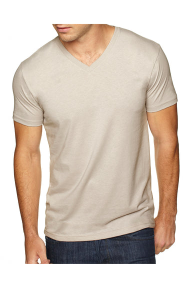 Next Level 6440 Mens Sueded Jersey Short Sleeve V-Neck T-Shirt Sand Brown Front