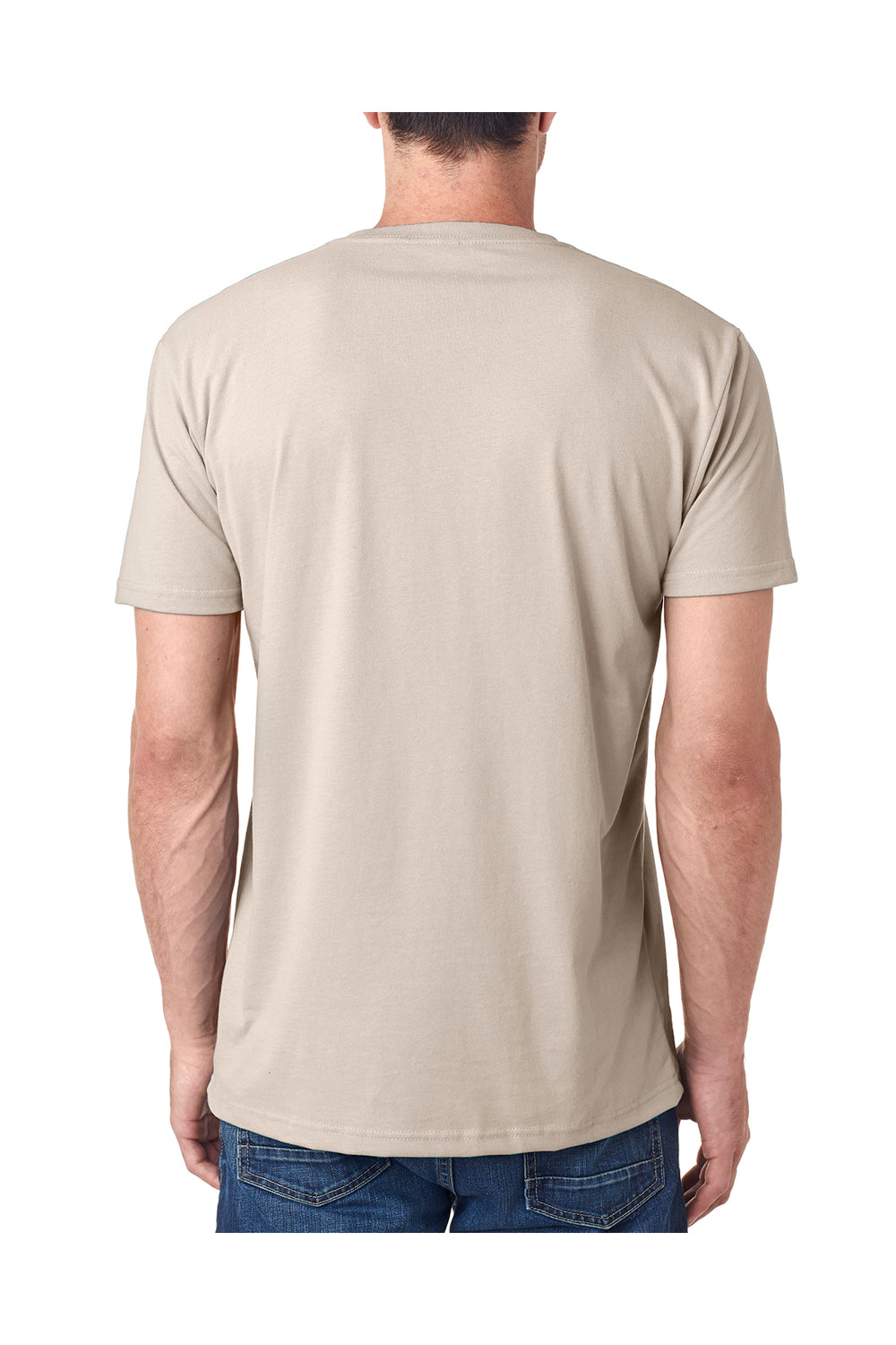 Next Level 6440 Mens Sueded Jersey Short Sleeve V-Neck T-Shirt Sand Brown Back
