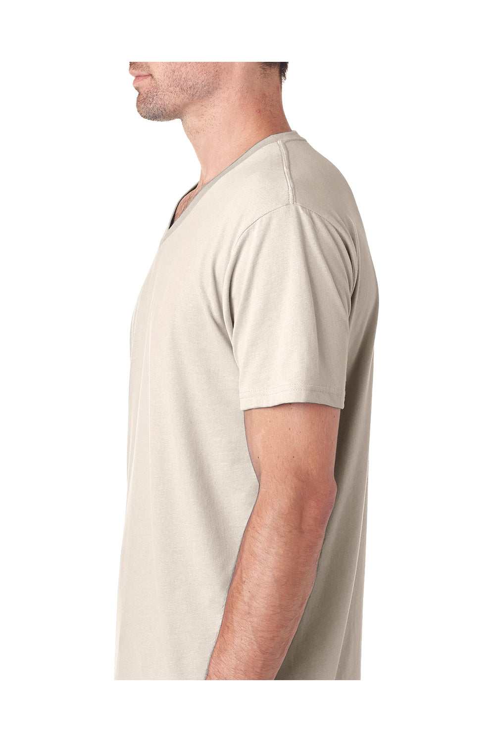 Next Level 6440 Mens Sueded Jersey Short Sleeve V-Neck T-Shirt Sand Brown Side