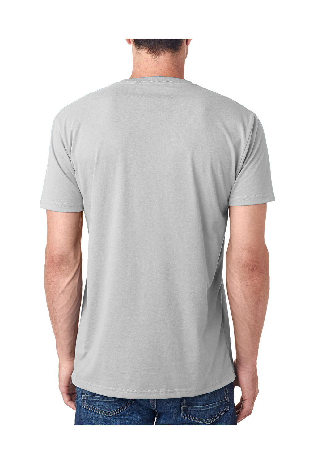 Next Level 6440 Mens Sueded Jersey Short Sleeve V-Neck T-Shirt Light Grey Back