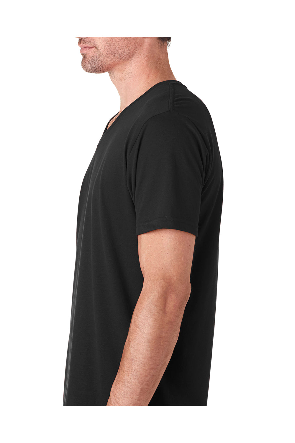Next Level 6440 Mens Sueded Jersey Short Sleeve V-Neck T-Shirt Black Side