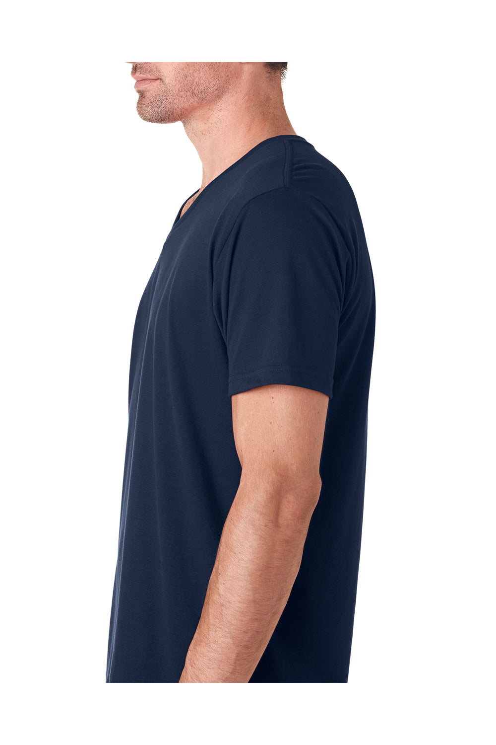 Next Level 6440 Mens Sueded Jersey Short Sleeve V-Neck T-Shirt Navy Blue Side