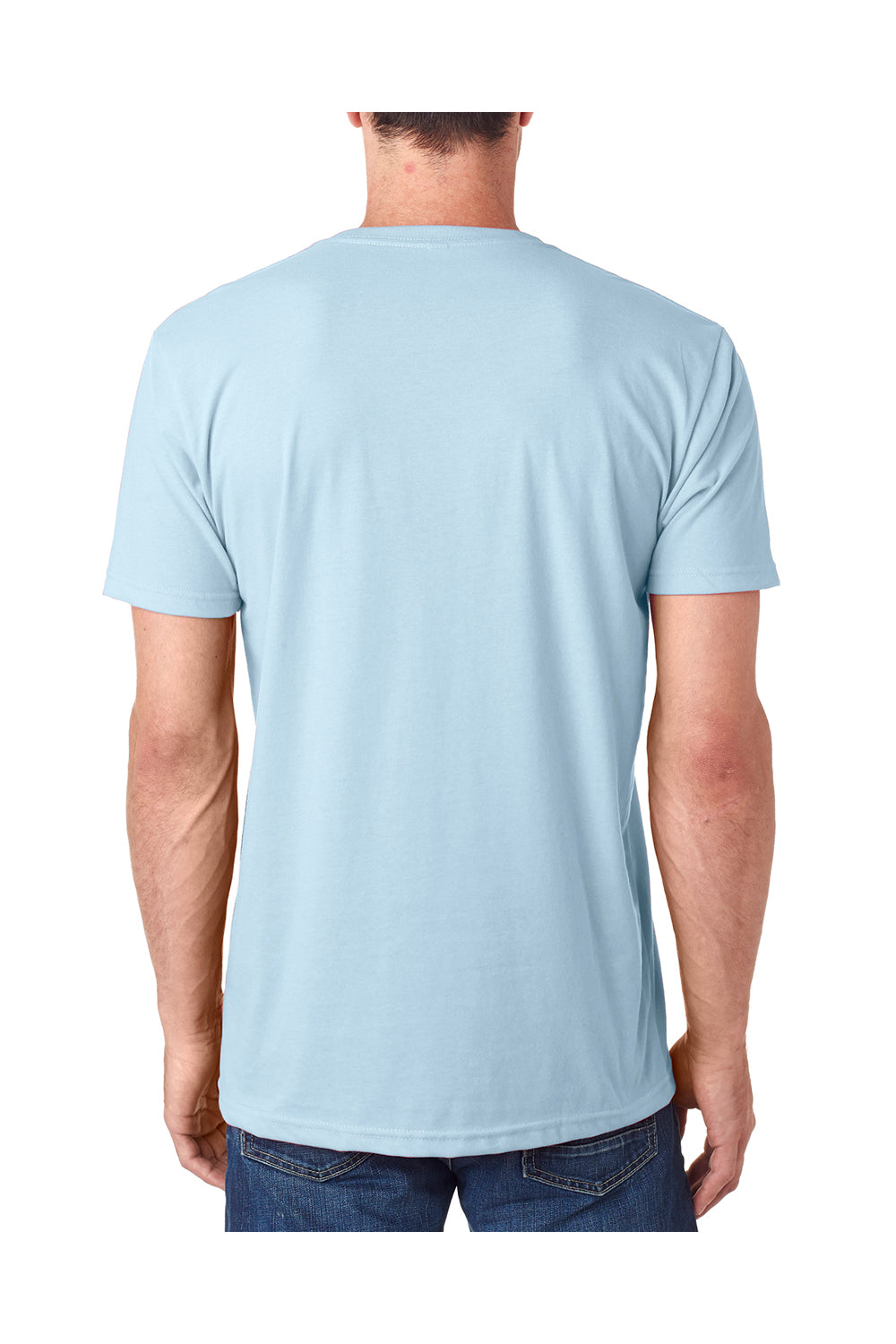 Next Level 6440 Mens Sueded Jersey Short Sleeve V-Neck T-Shirt Light Blue Back