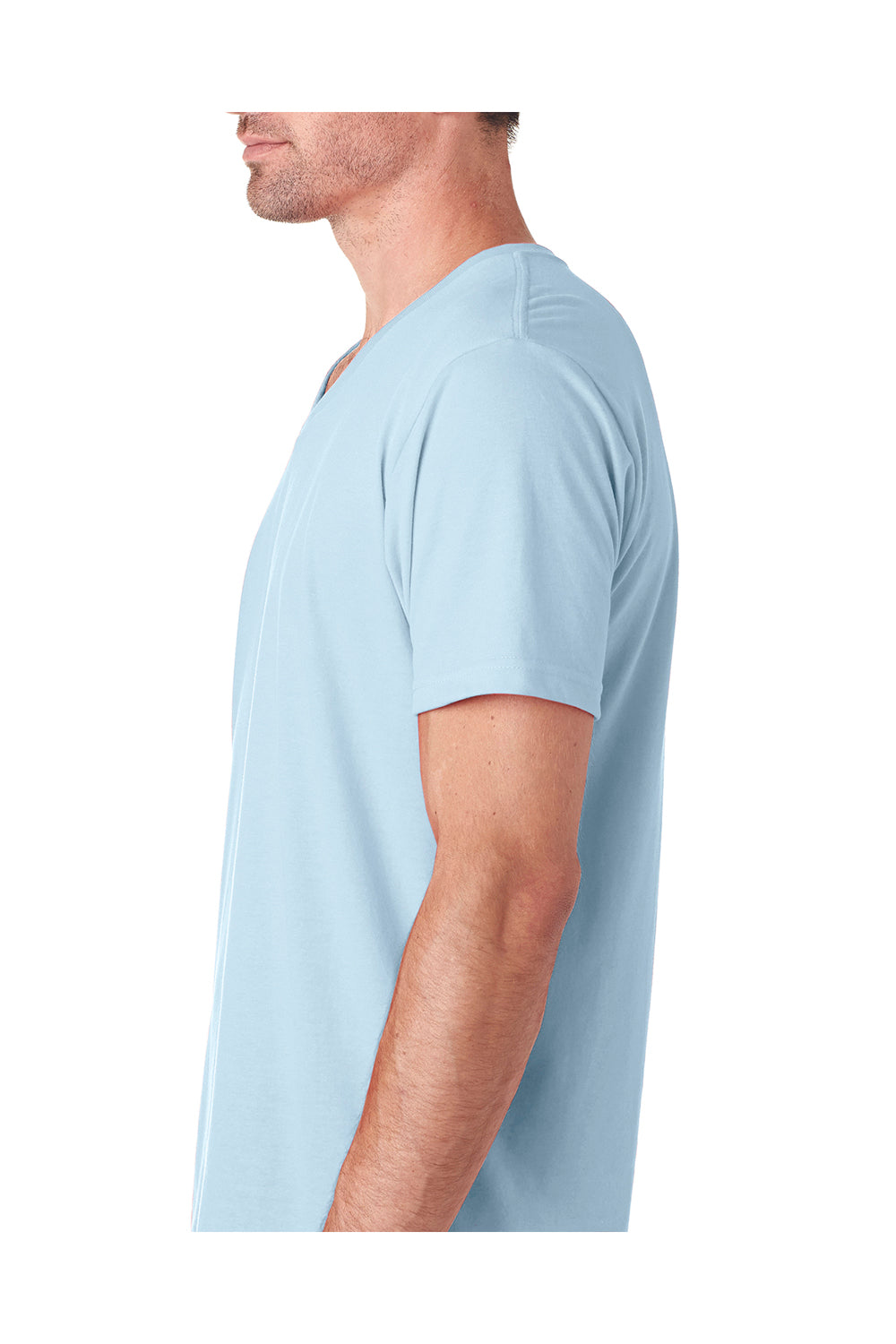 Next Level 6440 Mens Sueded Jersey Short Sleeve V-Neck T-Shirt Light Blue Side
