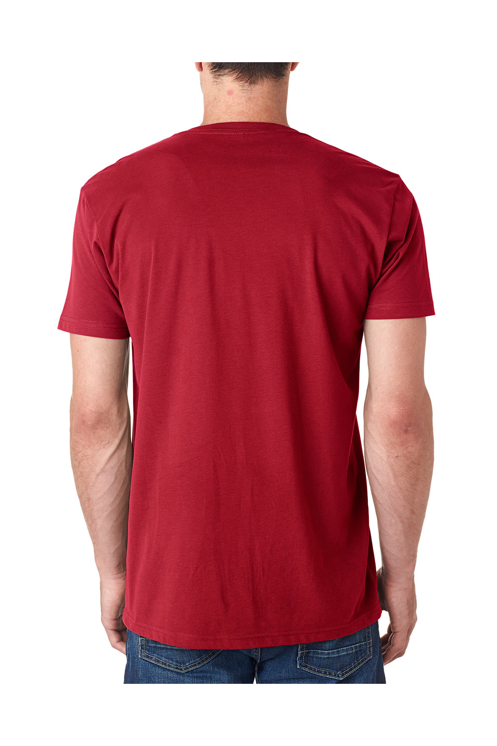 Next Level 6440 Mens Sueded Jersey Short Sleeve V-Neck T-Shirt Cardinal Red Back