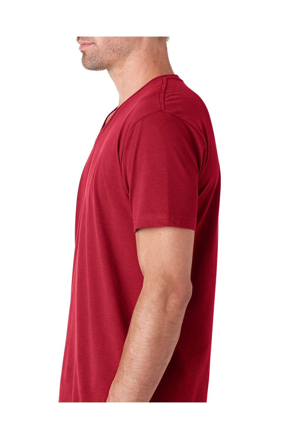 Next Level 6440 Mens Sueded Jersey Short Sleeve V-Neck T-Shirt Cardinal Red Side