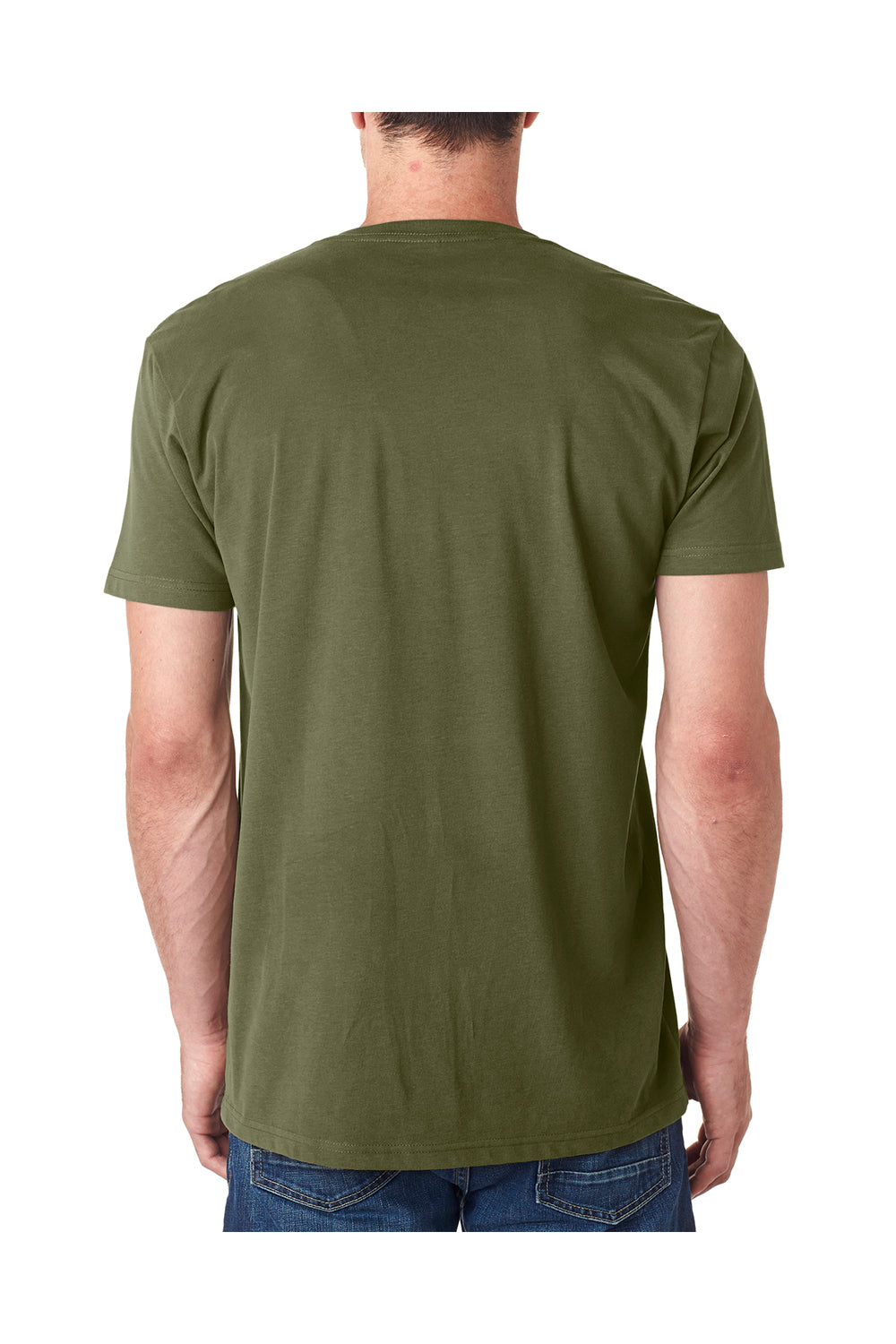 Next Level 6440 Mens Sueded Jersey Short Sleeve V-Neck T-Shirt Military Green Back