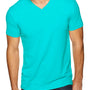 Next Level Mens Sueded Jersey Short Sleeve V-Neck T-Shirt - Tahiti Blue - Closeout