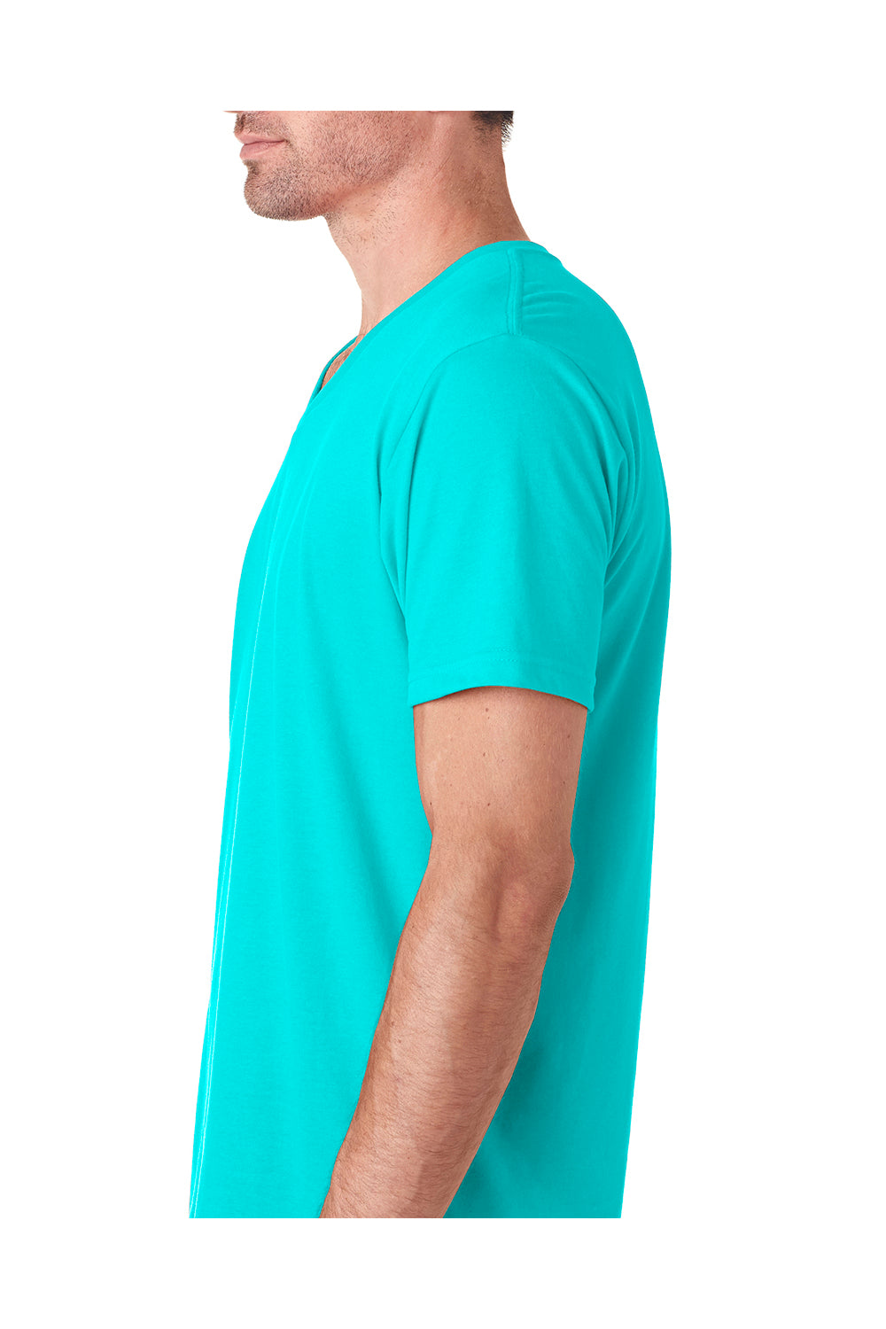 Next Level 6440 Mens Sueded Jersey Short Sleeve V-Neck T-Shirt Tahiti Blue Side