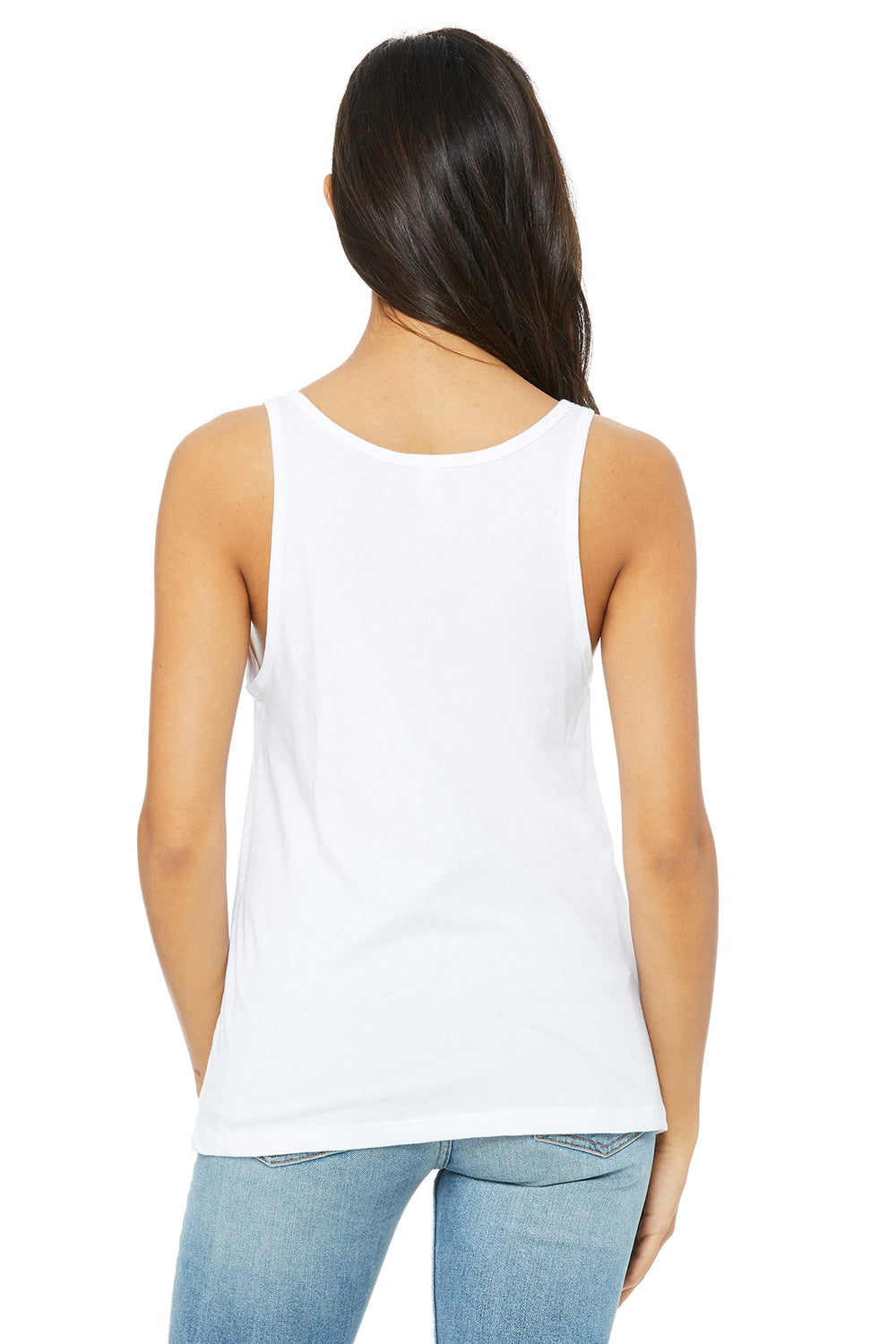 Bella + Canvas 6488 Womens Relaxed Jersey Tank Top White Back