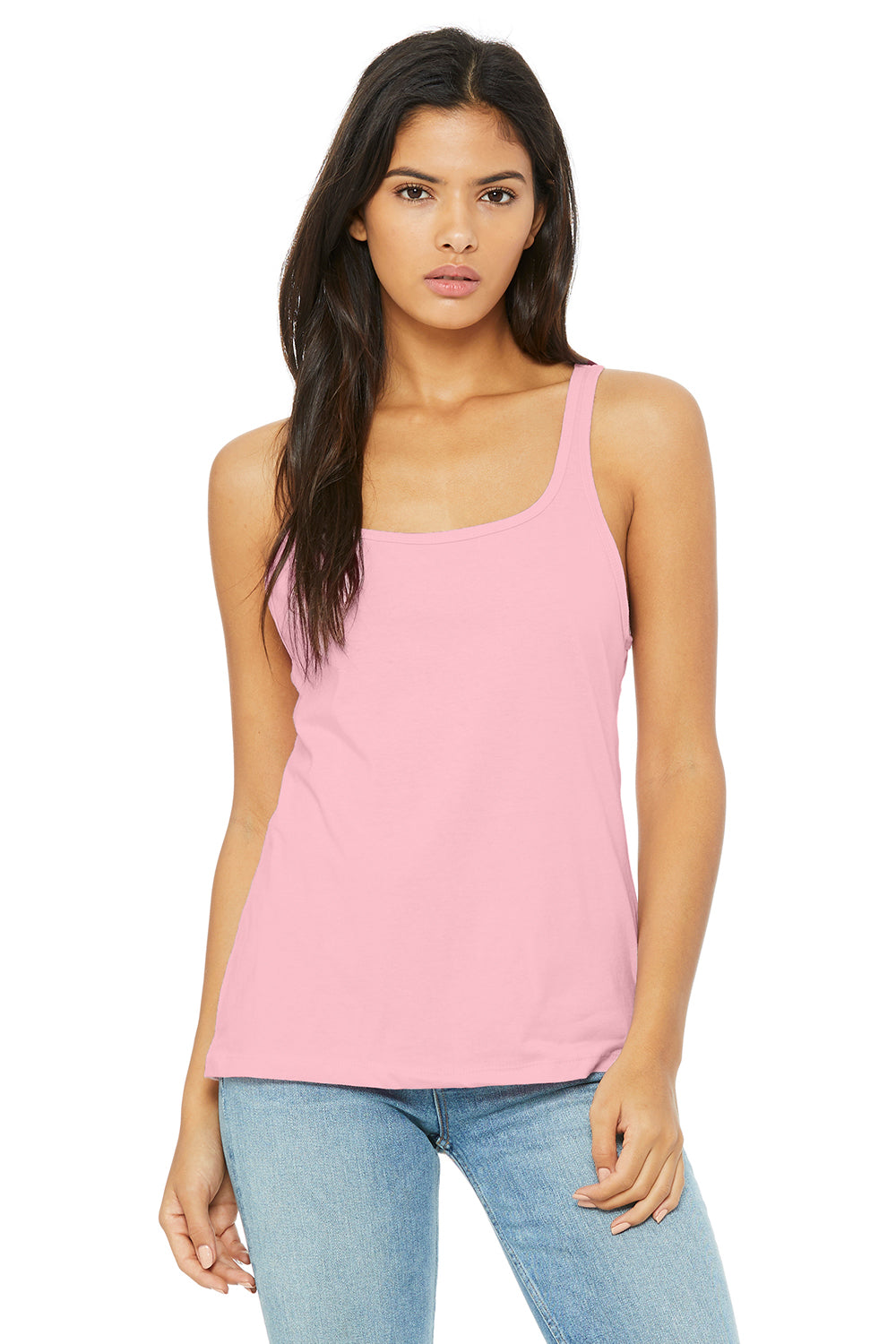 Bella + Canvas 6488 Womens Relaxed Jersey Tank Top Pink Front