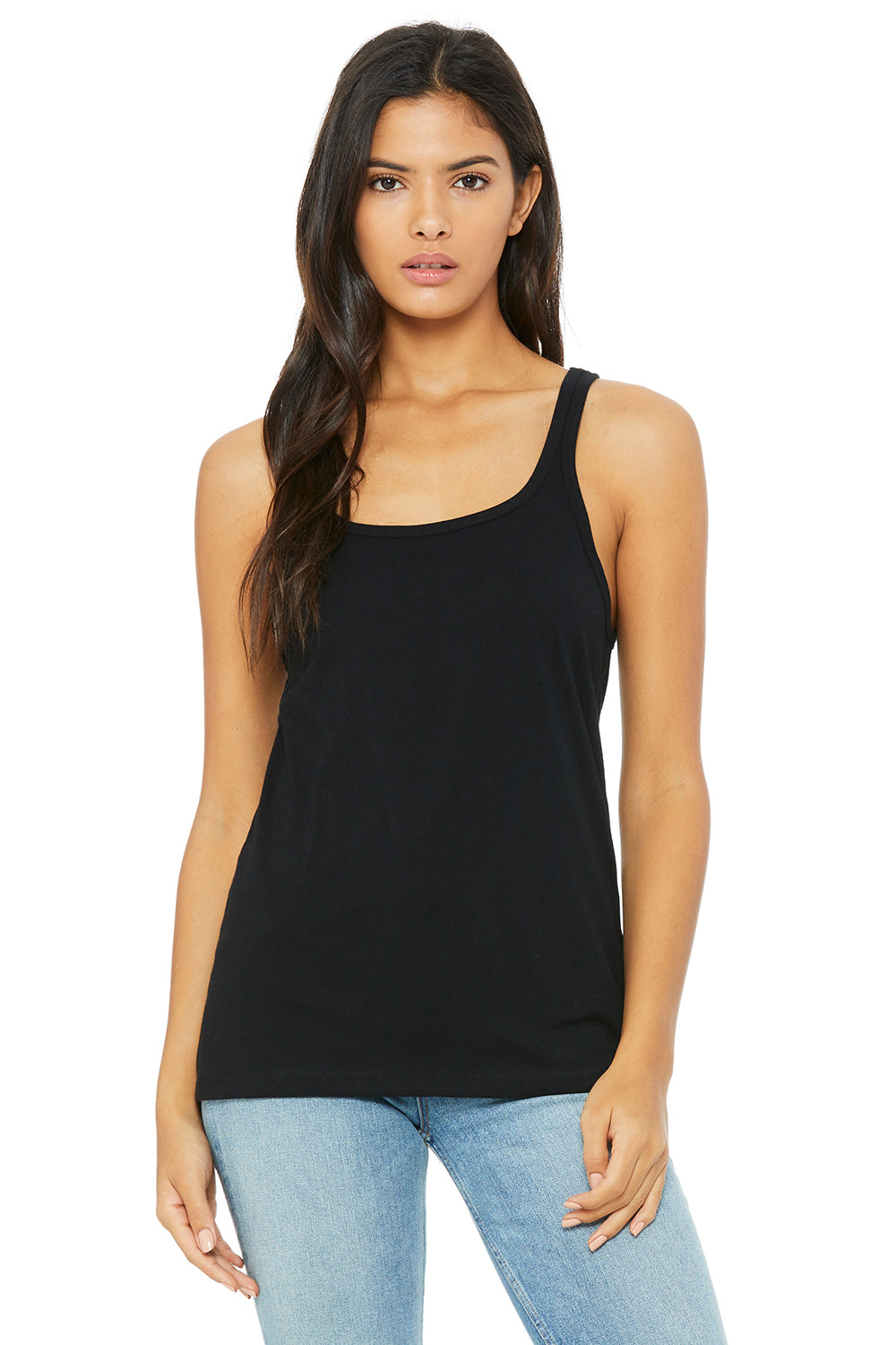 Bella + Canvas 6488 Womens Relaxed Jersey Tank Top Black Front