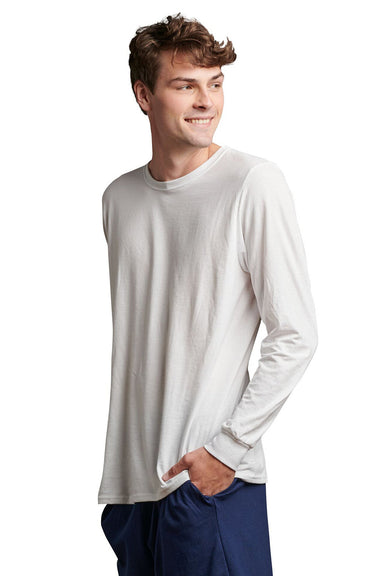Russell Athletic 64LTTM Mens Essential Performance Long Sleeve Crewneck T-Shirt White Front