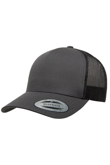 Yupoong 6506 Mens Adjustable Trucker Hat Charcoal Grey Front