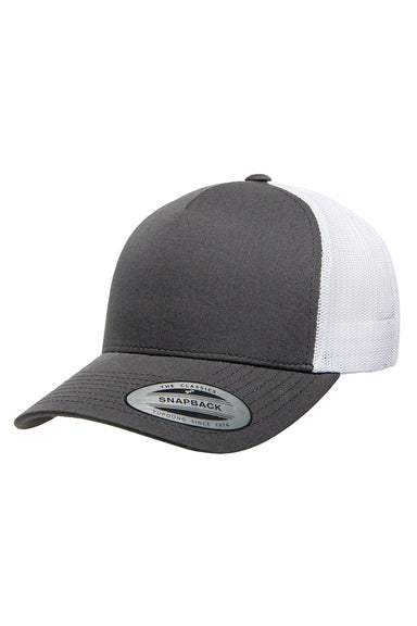 Yupoong 6506 Mens Adjustable Trucker Hat Charcoal Grey/White Front