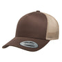Yupoong Mens Adjustable Trucker Hat - Brown/Khaki