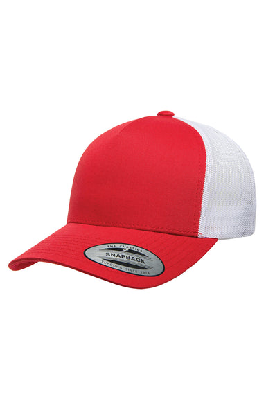 Yupoong 6506 Mens Adjustable Trucker Hat Red/White Front