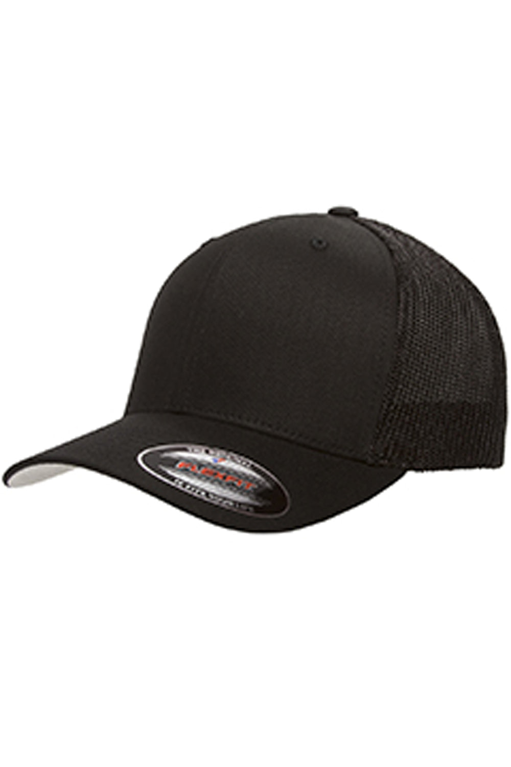 Flexfit 6511 Mens Stretch Fit Trucker Hat Black Front