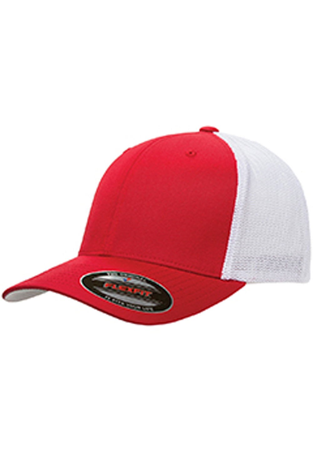 Flexfit 6511 Mens Stretch Fit Trucker Hat Red/White Front