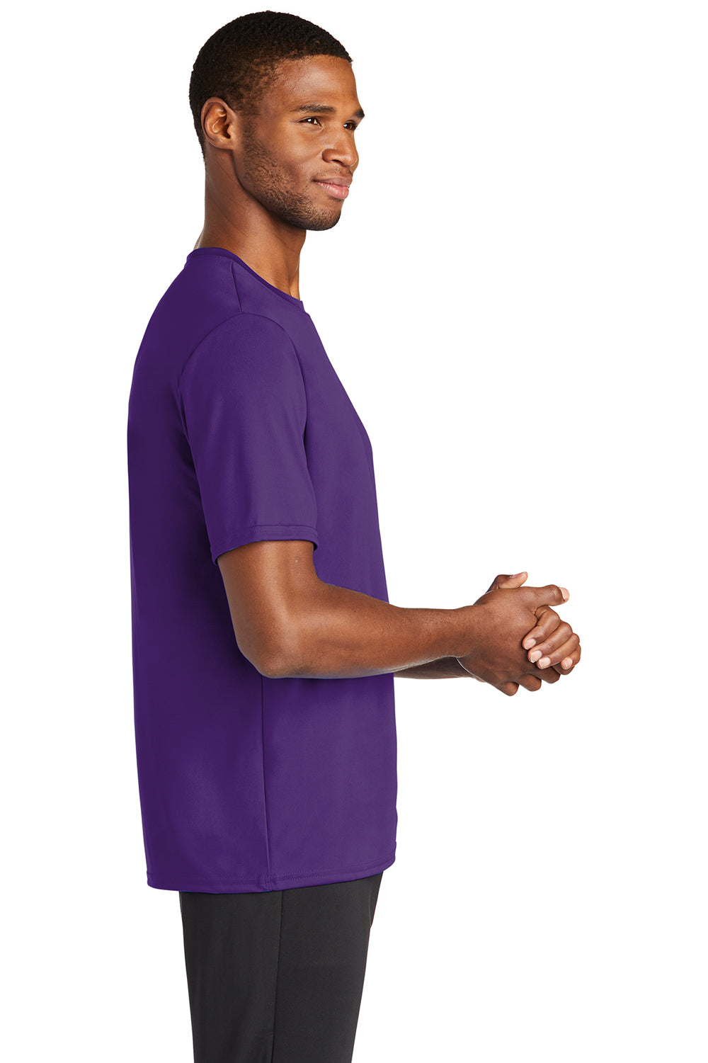 Port & Company PC380 Mens Dry Zone Performance Moisture Wicking Short Sleeve Crewneck T-Shirt Team Purple Side