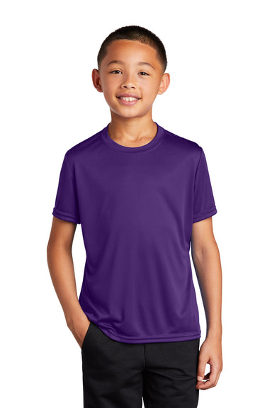 Port & Company PC380Y Youth Dry Zone Performance Moisture Wicking Short Sleeve Crewneck T-Shirt Team Purple Front