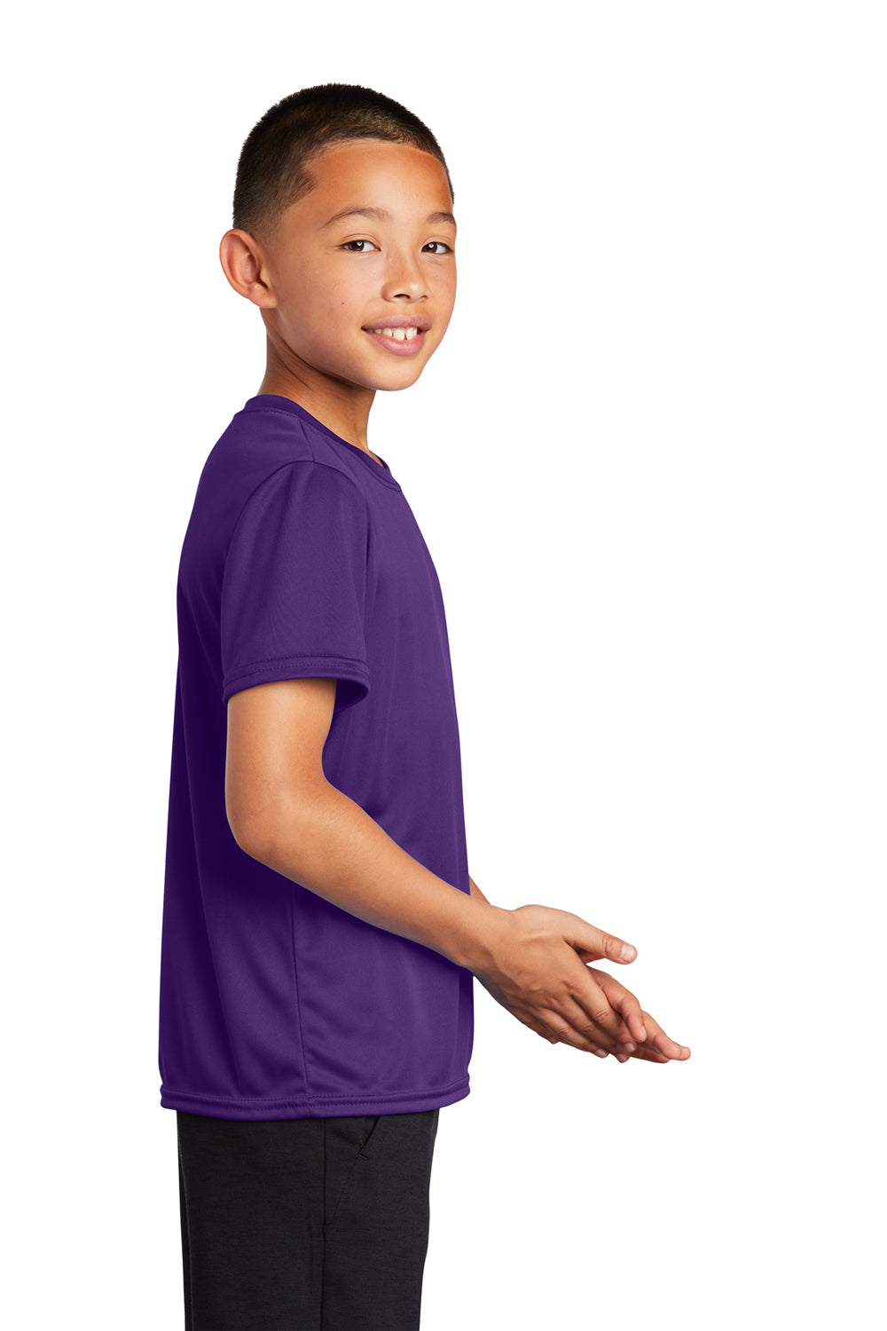 Port & Company PC380Y Youth Dry Zone Performance Moisture Wicking Short Sleeve Crewneck T-Shirt Team Purple Side