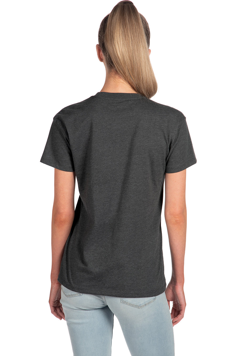 Next Level 6600 Womens Relaxed CVC Short Sleeve Crewneck T-Shirt Charcoal Grey Back