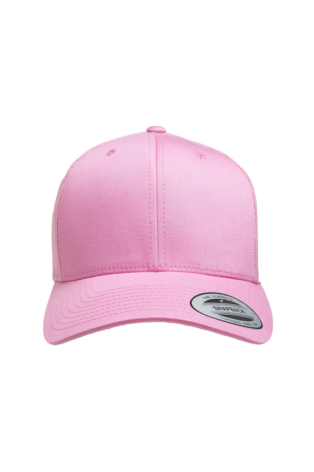 Yupoong 6606 Mens Adjustable Trucker Hat Pink Front