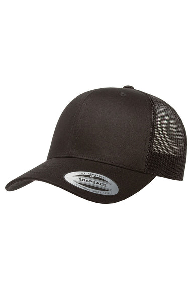 Yupoong 6606 Mens Adjustable Trucker Hat Black Front