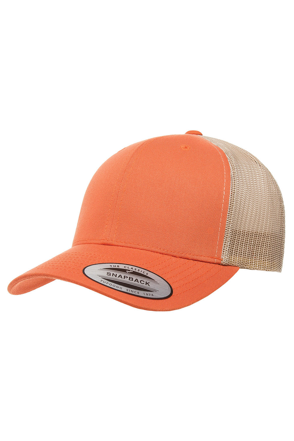 Yupoong 6606 Mens Adjustable Trucker Hat Rust Orange/Khaki Front