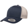 Yupoong Mens Adjustable Trucker Hat - Navy Blue/Silver Grey