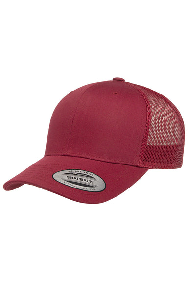Yupoong 6606 Mens Adjustable Trucker Hat Cranberry Red Front