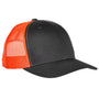 Yupoong Mens Adjustable Trucker Hat - Charcoal Grey/Neon Orange