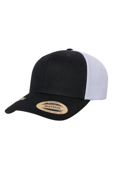 Yupoong 6606RT Mens Classics Recycled Mesh Trucker Hat Black/White Front